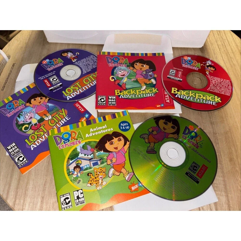 Vintage 3 Dora The Explorer Atari PC Games Animal Backpack Lost City Adventures